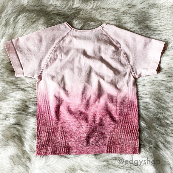 Ombré Seamless Crop Top Short Sleeve Athletic - Picture 3 of 4